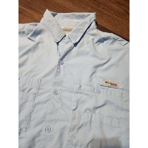 Columbia PFG Fishing Shirt Mens XL Blue Long Sleeve Vented Performance Outdoor - Picture 2 of 6